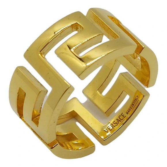 NWT VERSACE La Greca Golden Metal Ring